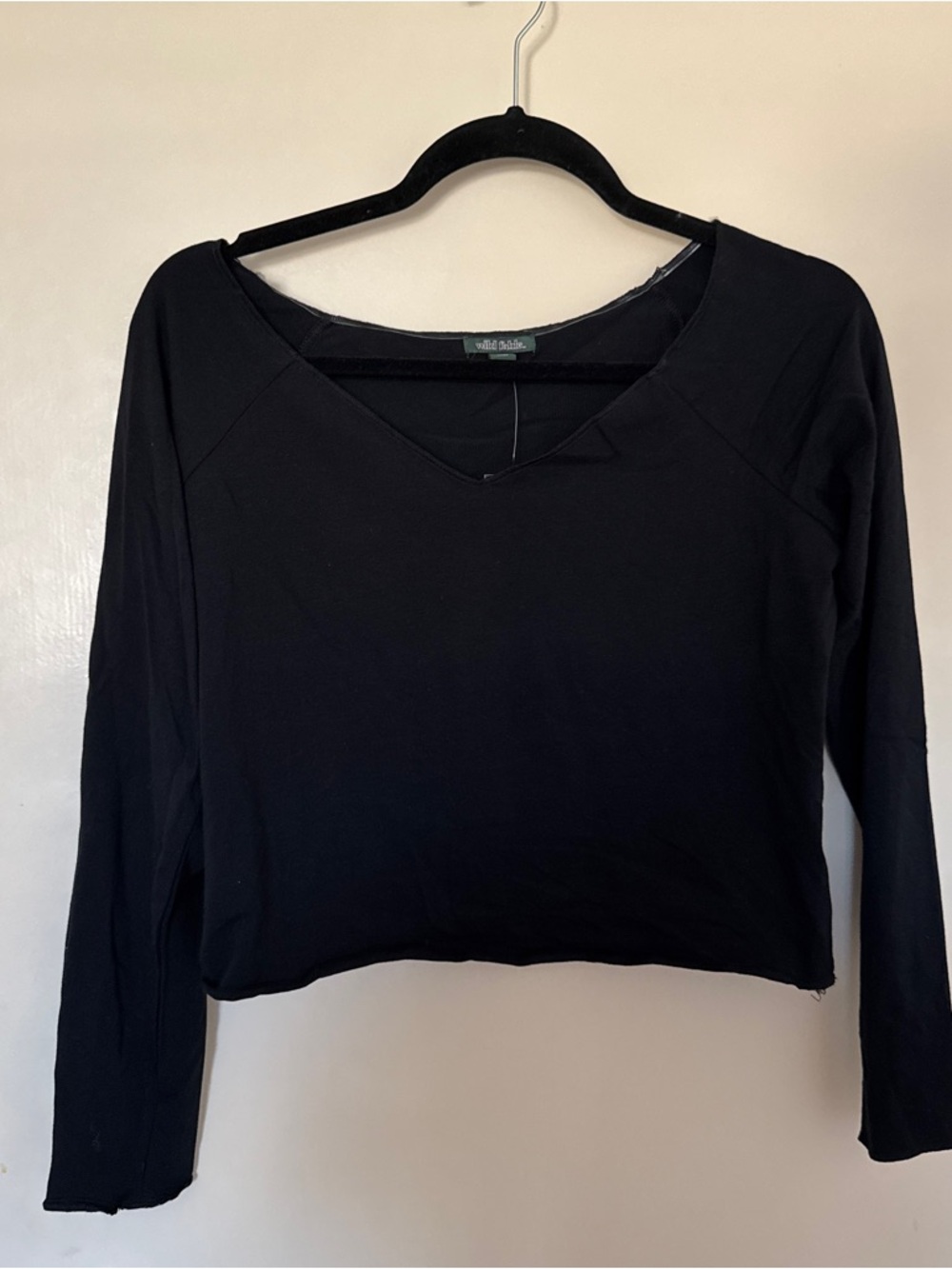 Wild Fable Black V-Neck Long Sleeve Top size L